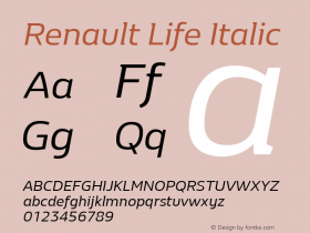 RenaultLife-Italic Version 1.000 Font Sample