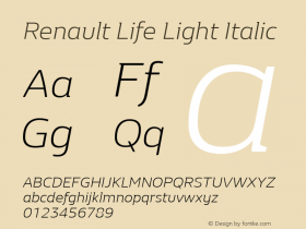 RenaultLife-LightItalic Version 1.000图片样张