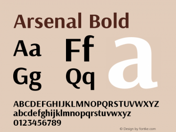 Arsenal-Bold Version 1.000 Font Sample