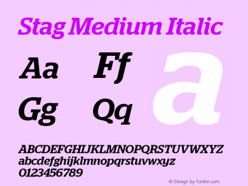 Stag-MediumItalic Version 1.000图片样张