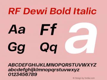 RF Dewi Bold Italic Version 1.004;PS 001.004;hotconv 1.0.88;makeotf.lib2.5.64775图片样张