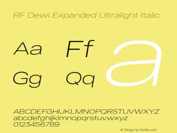 RF Dewi Expanded Ultralight Italic Version 1.001;PS 001.001;hotconv 1.0.88;makeotf.lib2.5.64775图片样张