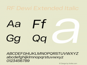 RF Dewi Extended Italic Version 1.000;PS 001.000;hotconv 1.0.88;makeotf.lib2.5.64775 Font Sample