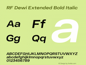 RF Dewi Extended Bold Italic Version 1.000;PS 001.000;hotconv 1.0.88;makeotf.lib2.5.64775 Font Sample