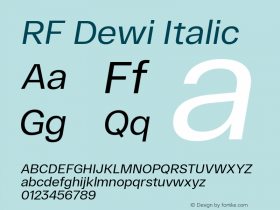 RF Dewi Italic Version 1.004;PS 001.004;hotconv 1.0.88;makeotf.lib2.5.64775图片样张