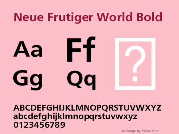 Neue Frutiger World Bold Version 1.00, build 12, s3 Font Sample