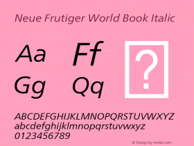 Neue Frutiger World Book It Version 1.00, build 12, s3 Font Sample