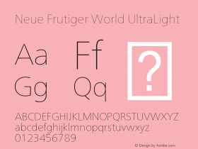 Neue Frutiger World UltLt Version 1.00, build 12, s3 Font Sample