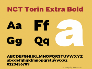 NCT Torin Extra Bold Version 1.000;PS 001.000;hotconv 1.0.88;makeotf.lib2.5.64775图片样张