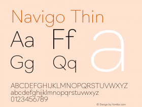 Navigo-Thin 1.005 Font Sample