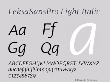 LeksaSansPro Light Italic Version 001.000 Font Sample