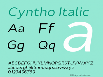 Cyntho-Italic Version 1.00 Font Sample