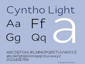 Cyntho-Light Version 1.00 Font Sample