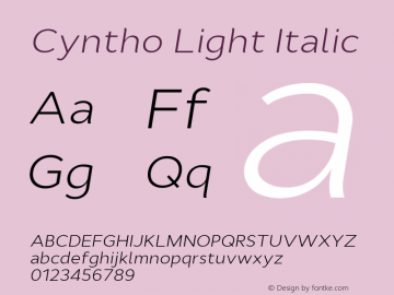 Cyntho-LightItalic Version 1.00图片样张