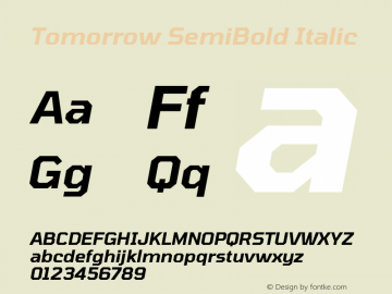 Tomorrow SemiBold Italic Version 2.002图片样张