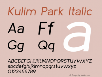 Kulim Park Italic Version 1.000; ttfautohint (v1.8.3)图片样张