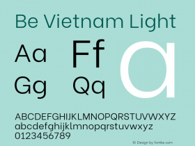 Be Vietnam Light Version 4.000 Font Sample