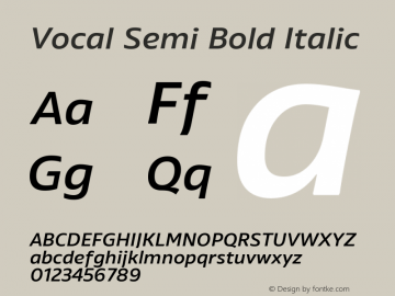 Vocal-SemiBoldItalic Version 1.00 Font Sample