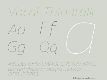 Vocal-ThinItalic Version 1.00图片样张