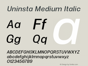 Uninsta-MediumItalic Version 1.000图片样张