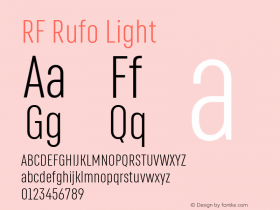 RFRufo-Light Version 1.000 Font Sample