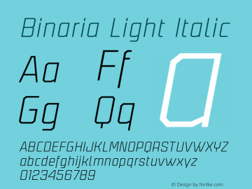 Binaria Light Italic Version 001.001 ;YWFTv17图片样张