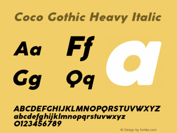 CocoGothic-HeavyItalic Version 2.001 Font Sample