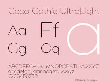 CocoGothic-UltraLight Version 2.001 Font Sample