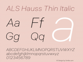 ALS Hauss Thin Italic Version 1.000图片样张