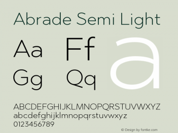 Abrade-SemiLight Version 1.000;com.myfonts.easy.greyscale-type.abrade.light.wfkit2.version.4pJf Font Sample