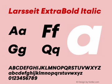 Larsseit-ExtraBoldItalic 1.000 Font Sample