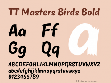 TTMastersBirds-Bold Version 1.000 Font Sample