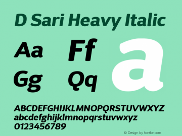 DSariHeavy-Italic 1.000 Font Sample