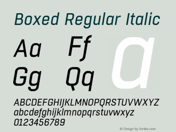 BoxedRegular-Italic Version 1.000图片样张