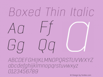 BoxedThin-Italic Version 1.000图片样张