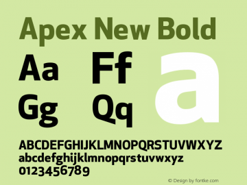 ApexNew-Bold Version 1.001 2006, Revised version replacing Apex Sans Font Sample