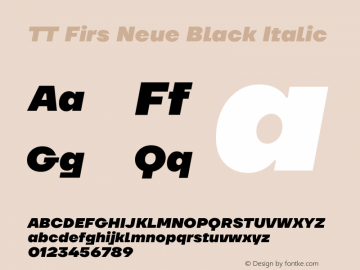 TTFirsNeue-BlackItalic Version 1.000 Font Sample