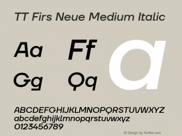 TTFirsNeue-MediumItalic Version 1.000 Font Sample
