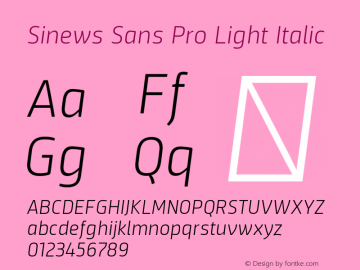 SinewsSansPro-LightItalic Version 4.000图片样张