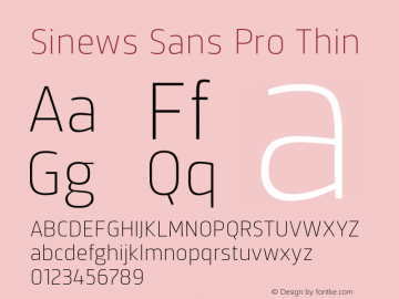 SinewsSansPro-Thin Version 4.000 Font Sample