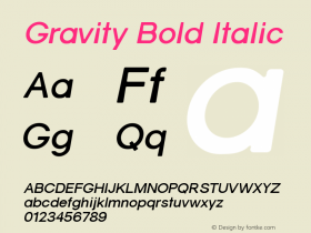 Gravity Bold Italic 1 Font Sample