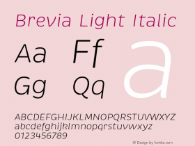 Brevia-LightItalic Version 001.001图片样张