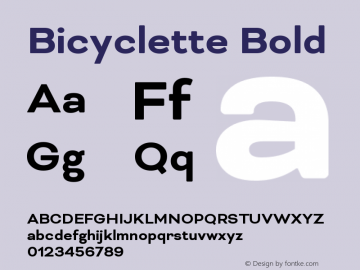 Bicyclette-Bold Version 1.000;PS 001.001;hotconv 1.0.56图片样张