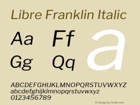 Libre Franklin Italic Version 1.002; ttfautohint (v1.5)图片样张