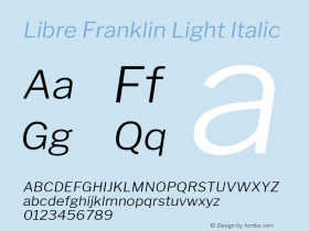 Libre Franklin Light Italic Version 1.002; ttfautohint (v1.5)图片样张