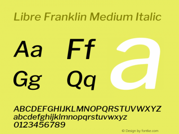 Libre Franklin Medium Italic Version 1.002; ttfautohint (v1.5) Font Sample