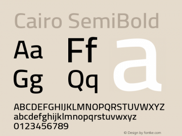 Cairo-SemiBold Version 2.009; ttfautohint (v1.5.33-1714) -l 8 -r 50 -G 200 -x 0 -D latn -f arab -w G -W -c -X 