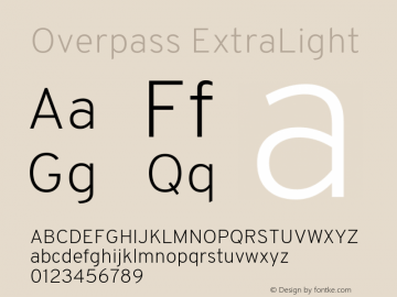 Overpass ExtraLight Version 3.000;DELV;Overpass; ttfautohint (v1.5) Font Sample