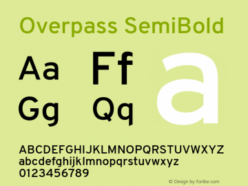 Overpass SemiBold Version 3.000;DELV;Overpass; ttfautohint (v1.5) Font Sample