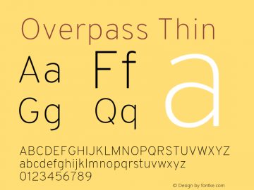 Overpass Thin Version 3.000;DELV;Overpass; ttfautohint (v1.5) Font Sample